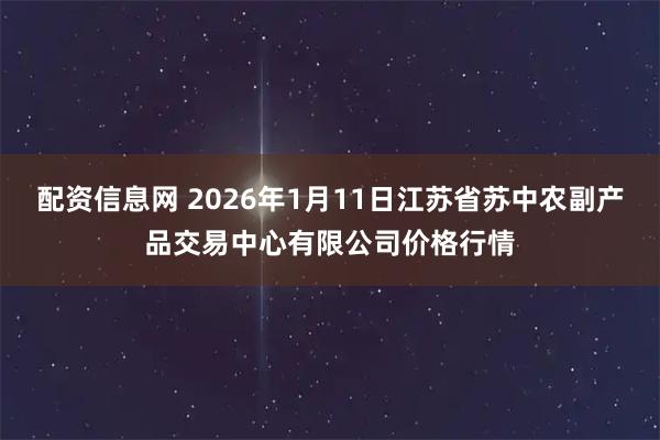 配资信息网 2026年1月11日江苏省苏中农副产品交易中心有限公司价格行情